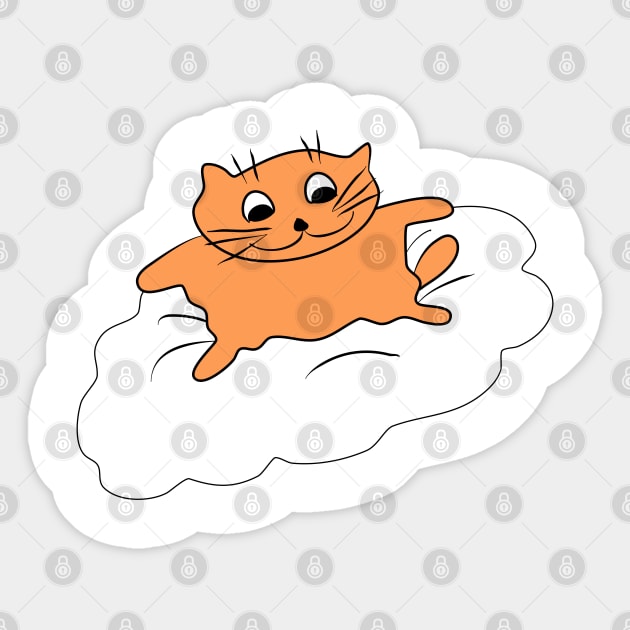 Cat on the cloud. Lovely pet. A kind character. Gift for a child or animal lover. Sticker by grafinya